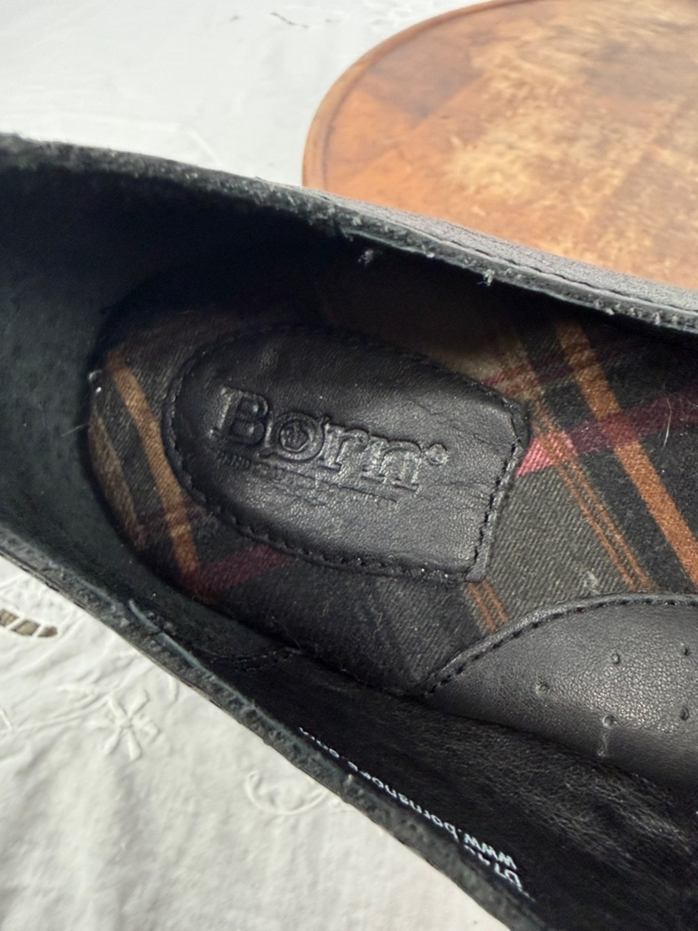 Born Shoes Wm 9M Sebra Black Leather Slip On Loafer Flat Comfort Flexible - Picture 11 of 12